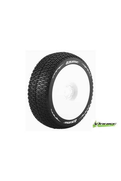 Louise RC - B-MAGLEV - 1-8 Buggy Tire Set - Mounted - Super Soft - White Rims - Hex 17mm - L-T3100VW