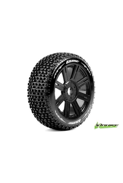 Louise RC - B-PIRATE - 1-8 Buggy Tire Set - Mounted - Soft - Black Spoke Rims - Hex 17mm - L-T3126SB