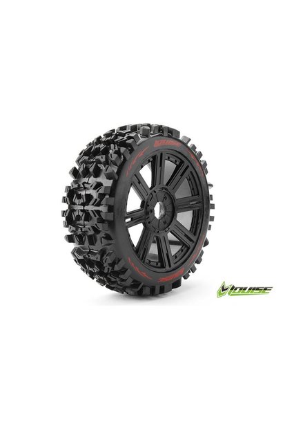 Louise RC - B-PIONEER - 1-8 Buggy Tire Set - Mounted - Soft - Black Spoke Rims - Hex 17mm - L-T3130SB