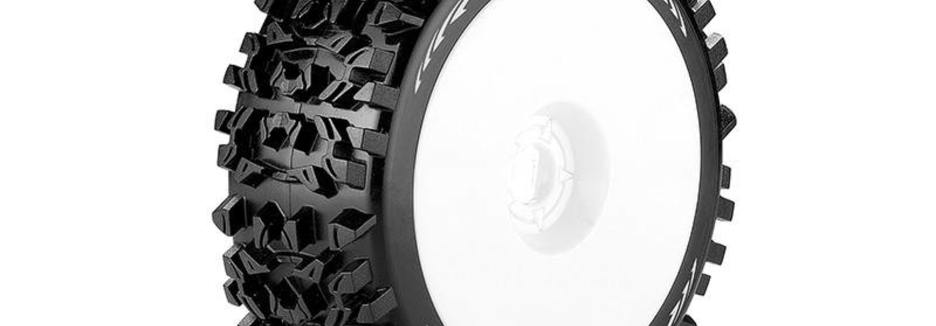 Louise RC - B-PIONEER - 1-8 Buggy Tire Set - Mounted - Soft - White Rims - Hex 17mm - L-T3130SW