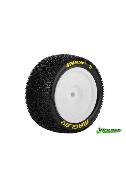 Louise RC - E-MAGLEV - 1-10 Buggy Tire Set - Mounted - Soft - White Rims - Hex 12mm - 4WD - Rear - L-T3176SWKR