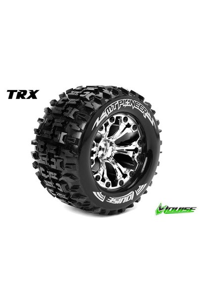 Louise RC - MT-PIONEER - 1-10 Monster Truck Tire Set - Mounted - Sport - Chrome 2.8 Rims - Hex 12mm - L-T3202SC