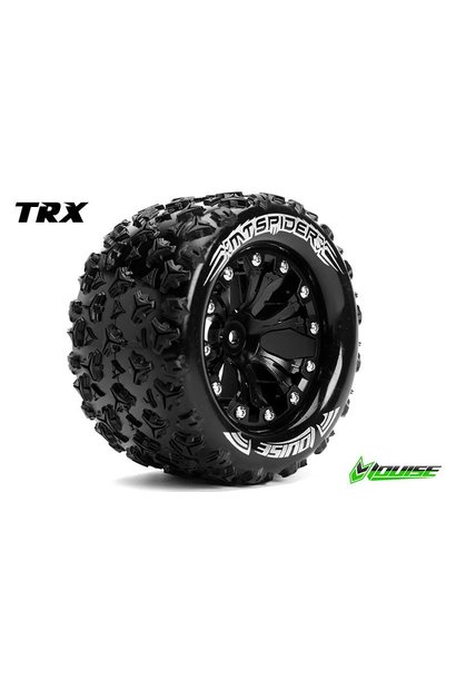 Louise RC - MT-SPIDER - 1-10 Monster Truck Tire Set - Mounted - Sport - Black 2.8 Rims - 0-Offset - Hex 12mm - L-T3203SB