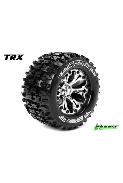 Louise RC - MT-SPIDER - 1-10 Monster Truck Tire Set - Mounted - Sport - Chrome 2.8 Rims - 0-Offset - Hex 12mm - L-T3203SC