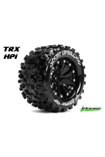 Louise RC - MT-UPHILL - 1-10 Monster Truck Tire Set - Mounted - Sport - Black 2.8 Rims - 1/2-Offset - Hex 12mm - L-T3204SBH