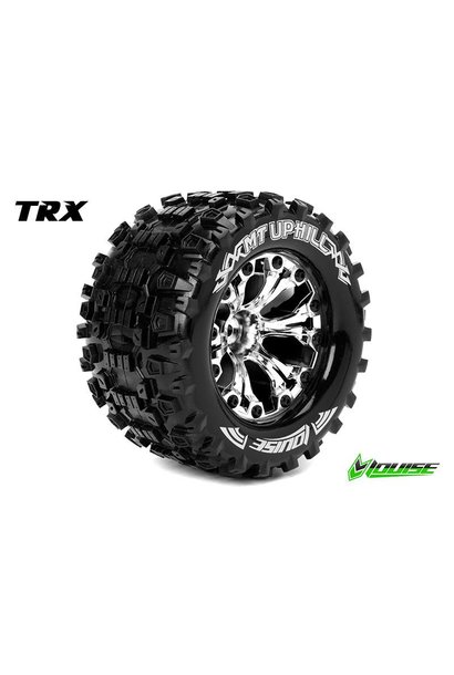 Louise RC - MT-UPHILL - 1-10 Monster Truck Tire Set - Mounted - Sport - Chrome 2.8 Rims - Hex 12mm - L-T3204SC
