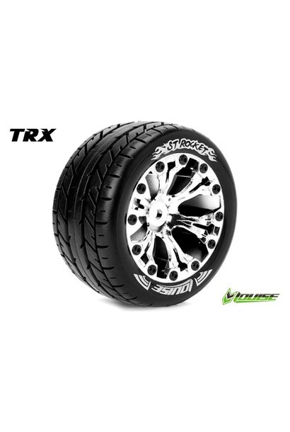 Louise RC - ST-ROCKET - 1-10 Stadium Truck Tire Set - Mounted - Sport - Chrome 2.8 Rims - 0-Offset - Hex 12mm - L-T3208SC