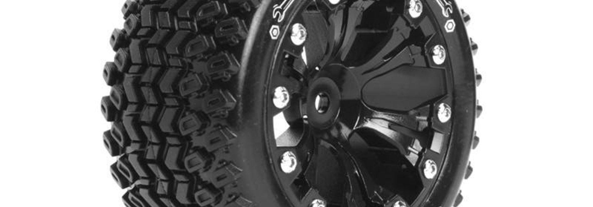 Louise RC - ST-HUMMER - 1-10 Stadium Truck Tire Set - Mounted - Sport - Black 2.8 Rims - 0-Offset - Hex 12mm - L-T3209SB