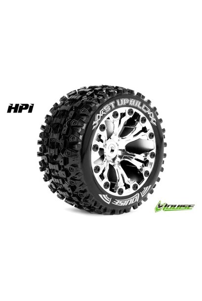 Louise RC - ST-UPHILL - 1-10 Stadium Truck Tire Set - Mounted - Sport - Chrome 2.8 Rims - 0-Offset - Hex 12mm - L-T3211SC