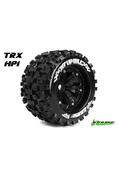 Louise RC - MT-UPHILL - 1-8 Monster Truck Tire Set - Mounted - Sport - Black 3.8 Rims - 0-Offset - Hex 17mm - L-T3219B