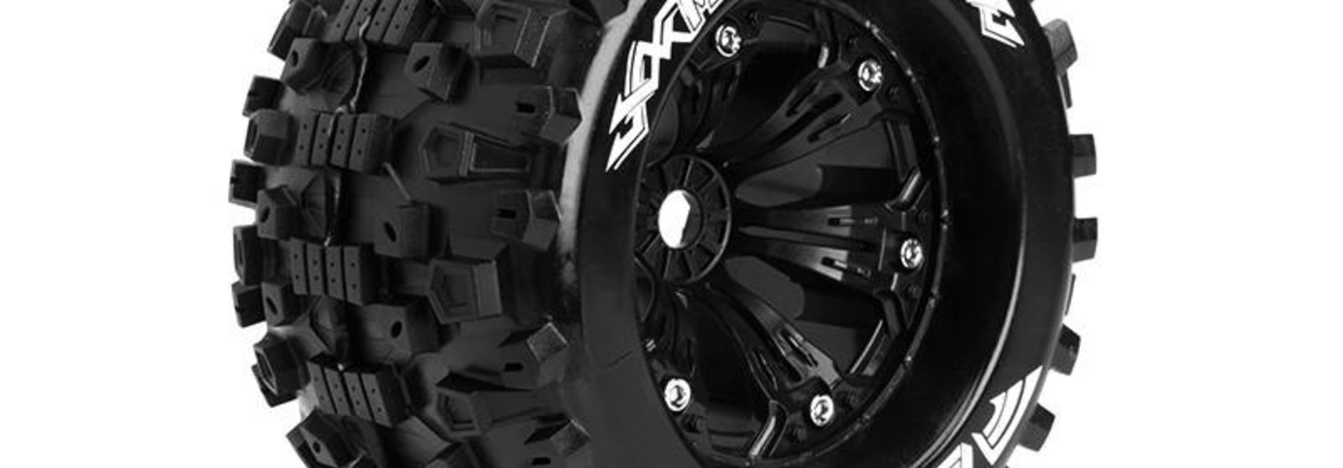 Louise RC - MT-UPHILL - 1-8 Monster Truck Tire Set - Mounted - Sport - Black 3.8 Rims - 1/2-Offset - Hex 17mm - L-T3219BH