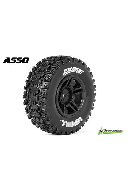 Louise RC - SC-UPHILL - 1-10 Short Course Tire Set - Mounted - Soft - Black Rims - ASSO SC10 4X4 - L-T3223SBAA