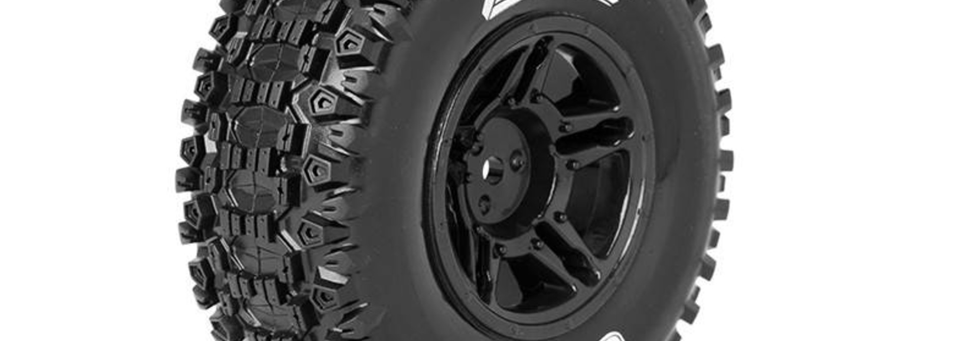 Louise RC - SC-UPHILL - 1-10 Short Course Tire Set - Mounted - Soft - Black Rims - Hex 12mm - SLASH 2WD Rear - SLASH 4X4 F/R - L-T3223SBTR