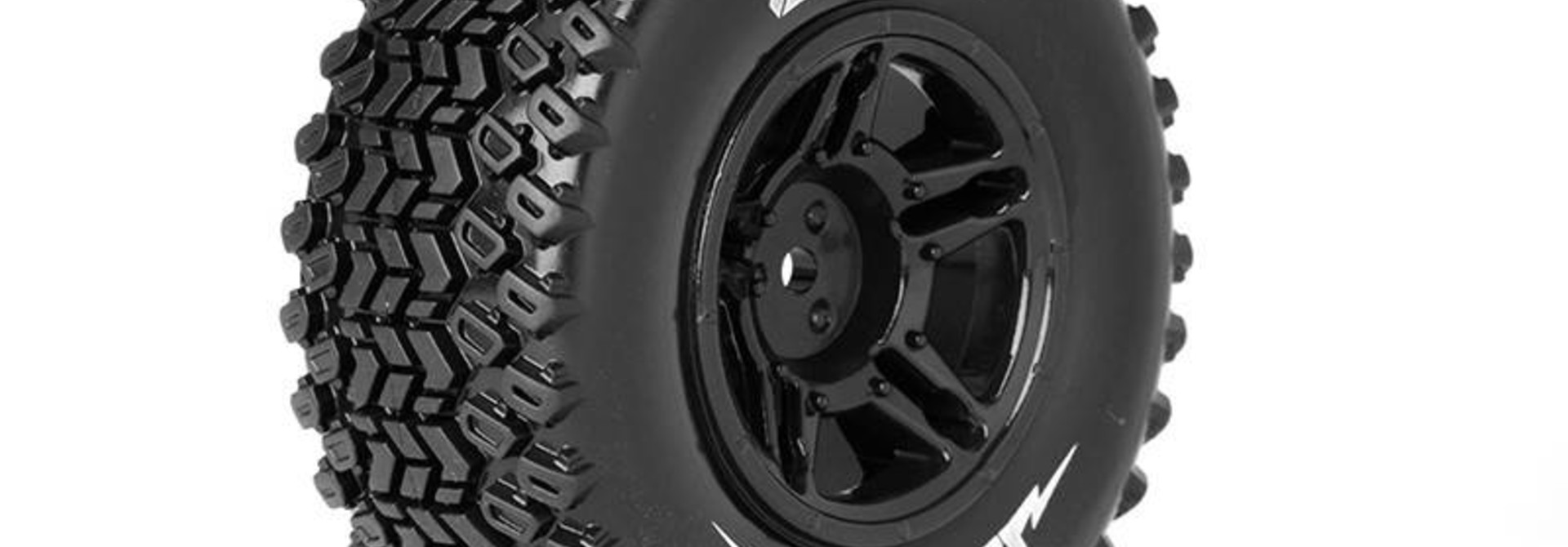 Louise RC - SC-HUMMER - 1-10 Short Course Tire Set - Mounted - Soft - Black Rims - Hex 12mm - SLASH 2WD - Front - L-T3224SBTF