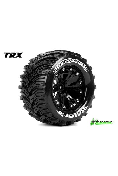 Louise RC - MT-CYCLONE - 1-10 Monster Truck Tire Set - Mounted - Soft - Black 2.8 Rims - 0-Offset - Hex 12mm - L-T3226SB