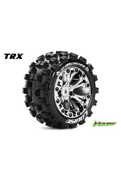 Louise RC - ST-PIONEER - 1-10 Stadium Truck Tire Set - Mounted - Soft - Chrome 2.8 Rims - 0-Offset - Hex 12mm - L-T3227SC