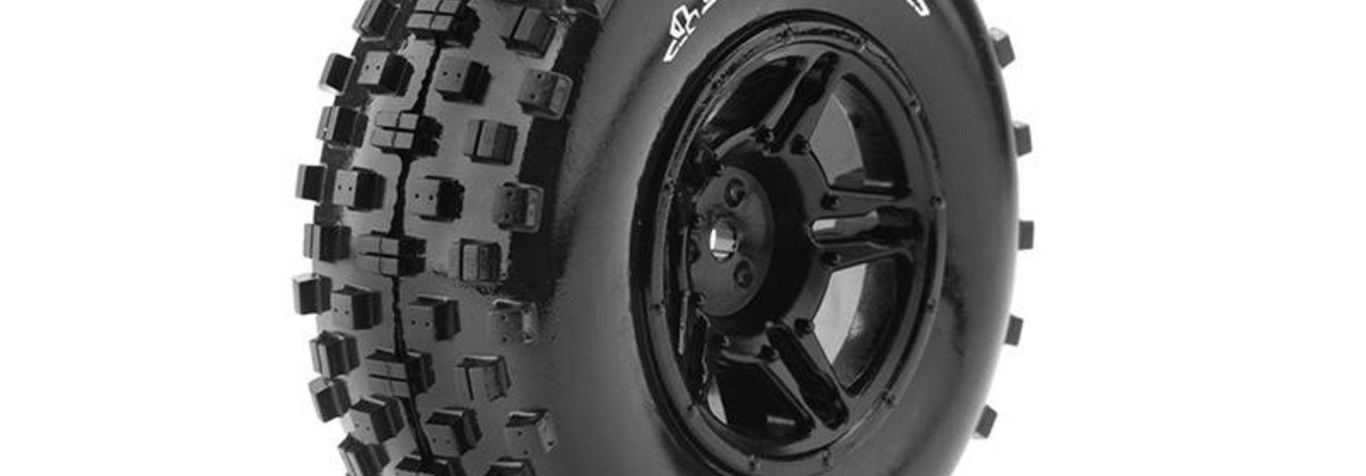 Louise RC - SC-ROCK - 1-10 Short Course Tire Set - Mounted - Soft - Black Rims - Hex 12mm - SLASH 2WD Rear - SLASH 4X4 F/R - L-T3229SBTR