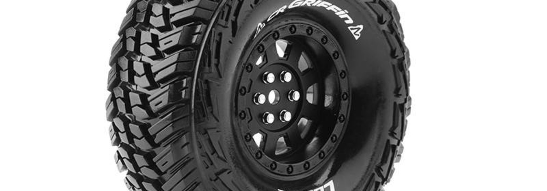 Louise RC - CR-GRIFFIN - 1-10 Crawler Tire Set - Mounted - Super Soft - Black 1.9 Rims - Hex 12mm - L-T3230VB