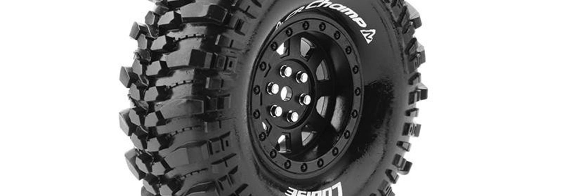 Louise RC - CR-CHAMP - 1-10 Crawler Tire Set - Mounted - Super Soft - Black 1.9 Rims - Hex 12mm - L-T3231VB