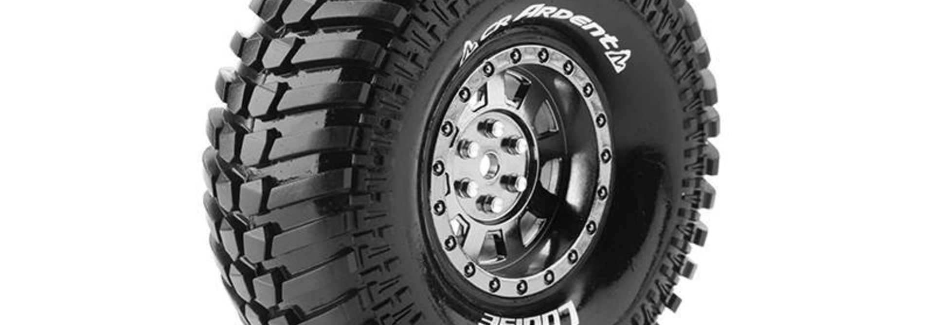 Louise RC - CR-ARDENT - 1-10 Crawler Tire Set - Mounted - Super Soft - Black Chrome 1.9 Rims - Hex 12mm - L-T3232VBC