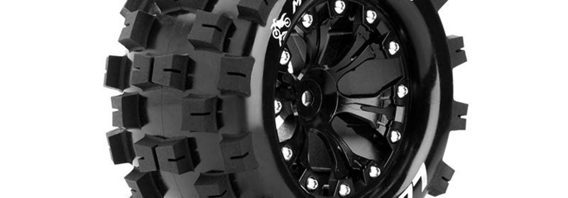 Louise RC - MT-MCROSS - 1-10 Monster Truck Tire Set - Mounted - Sport - Black 2.8 Rims - 1/2-Offset - Hex 12mm - L-T3274SBH