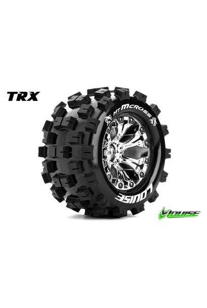 Louise RC - MT-MCROSS - 1-10 Monster Truck Tire Set - Mounted - Sport - Chrome 2.8 Rims - 0-Offset - Hex 12mm - L-T3274SC