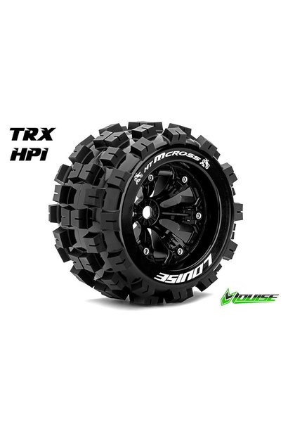 Louise RC - MT-MCROSS - 1-8 Monster Truck Tire Set - Mounted - Sport - Black 3.8 Rims - 0-Offset - Hex 17mm - L-T3276B