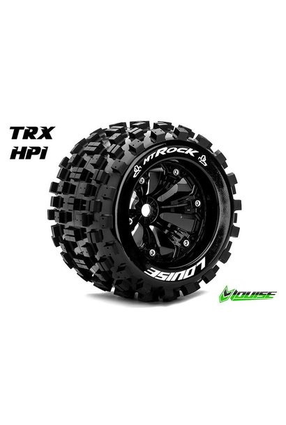 Louise RC - MT-ROCK - 1-8 Monster Truck Tire Set - Mounted - Sport - Black 3.8 Rims - 0-Offset - Hex 17mm - L-T3277B