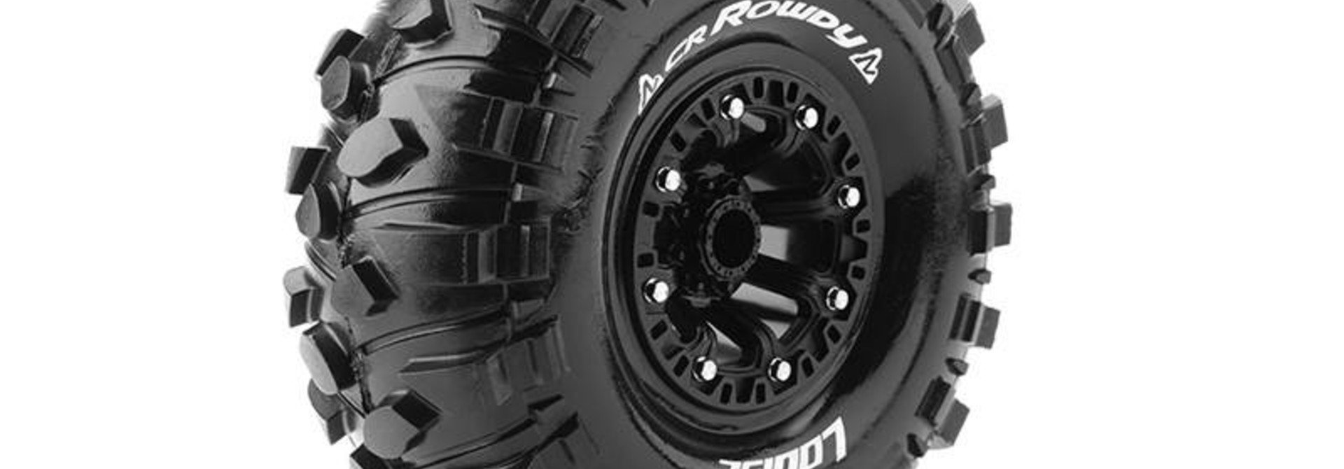 Louise RC - CR-ROWDY - 1-10 Crawler Tire Set - Mounted - Super Soft - Black 2.2 Rims - Hex 12mm - L-T3238VB