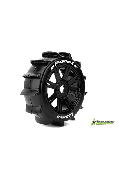 Louise RC - B-PADDLE - 1-8 Buggy Tire Set - Mounted - Soft - Black Spoke Rims - Hex 17mm - L-T3249SB