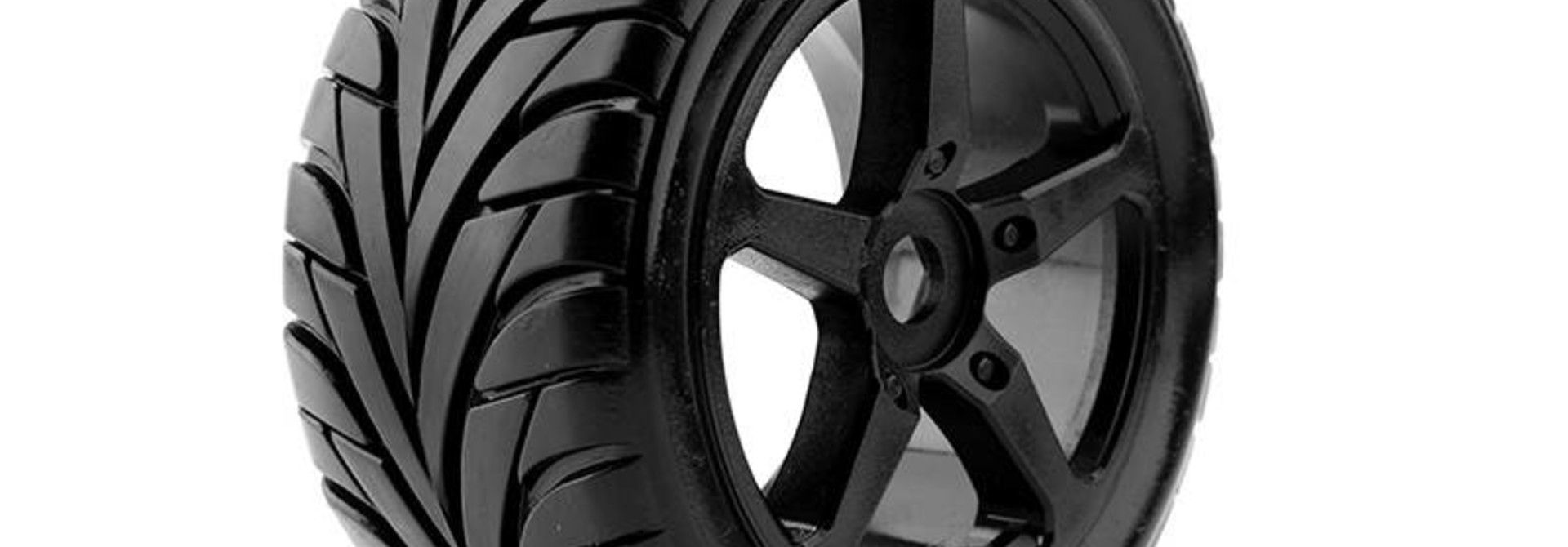 Louise RC - T-ROCKET - 1-8 Truggy Tire Set - Mounted - Soft - Black Spoke Rims - 0-Offset - Hex 17mm - L-T3250SB