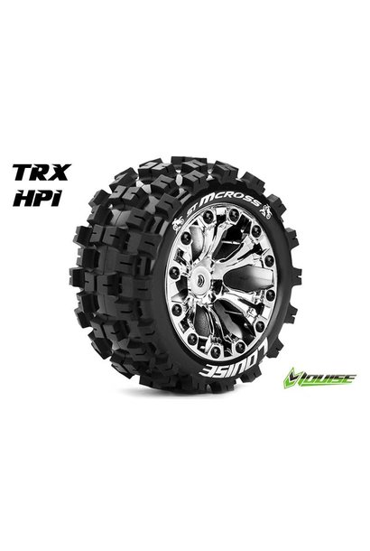 Louise RC - ST-MCROSS - 1-10 Stadium Truck Tire Set - Mounted - Sport - Chrome 2.8 Rims - 1/2-Offset - Hex 12mm - L-T3272SCH