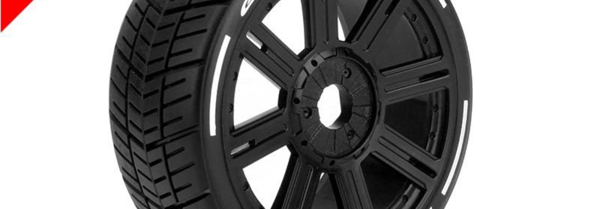 Louise RC - MFT - GT-SHIV - 1-8 Buggy Tire Set - Mounted - Soft  - Black Spoke Rims - Hex 17mm - L-T3284SB