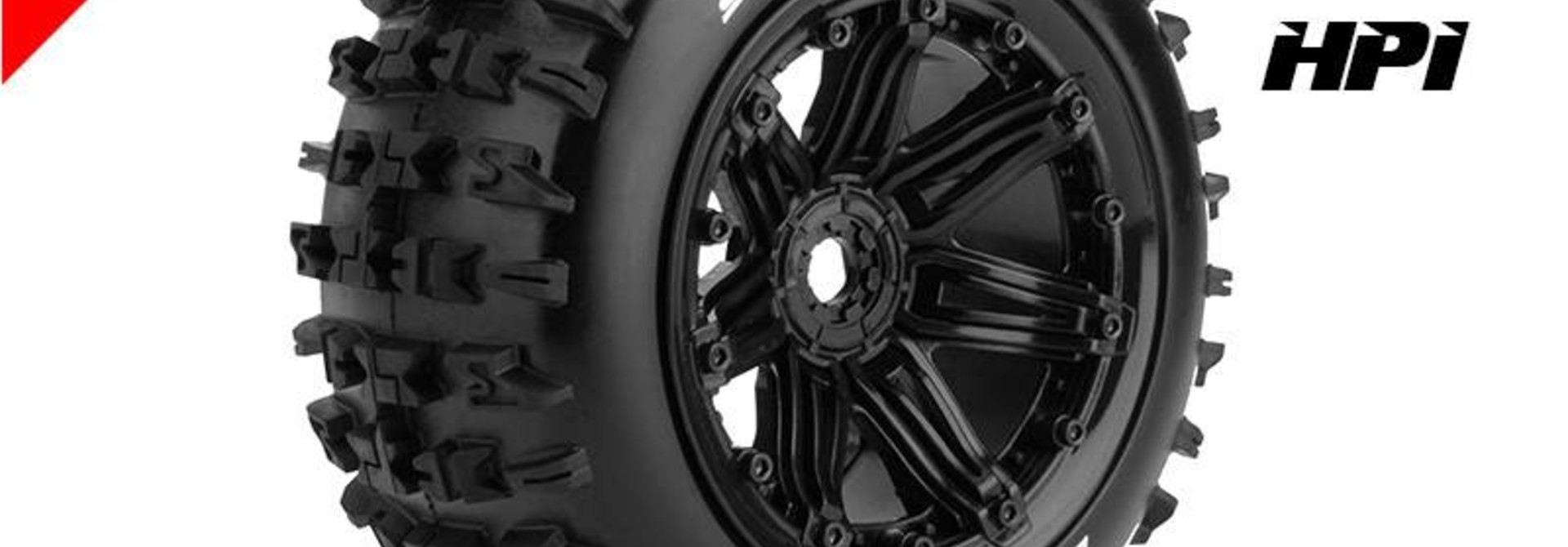 Louise RC - ST-PIONEER - 1-8 Stadium Truck Tire Set - Sport - Black 3.8 Bead-lock rims - Hex 17mm - L-T3287B