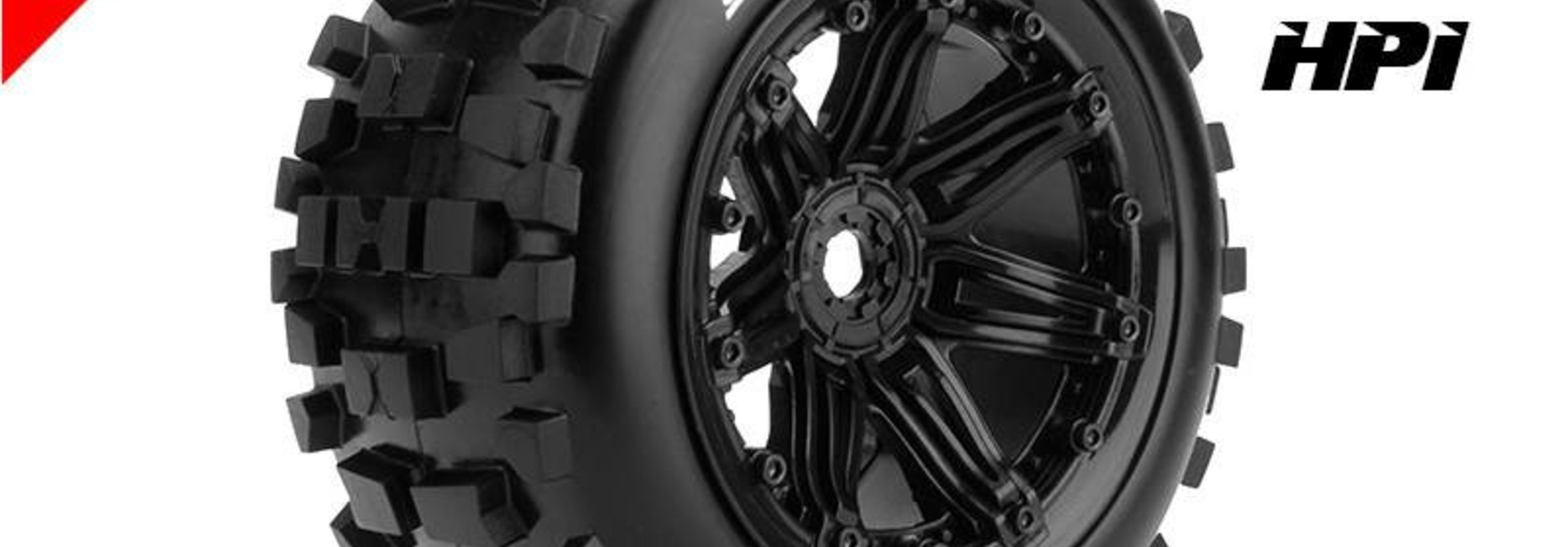 Louise RC - ST-ULLDOZE - 1-8 Stadium Truck Tire Set - Sport - Black 3.8 Bead-lock rims - Hex 17mm - L-T3288B