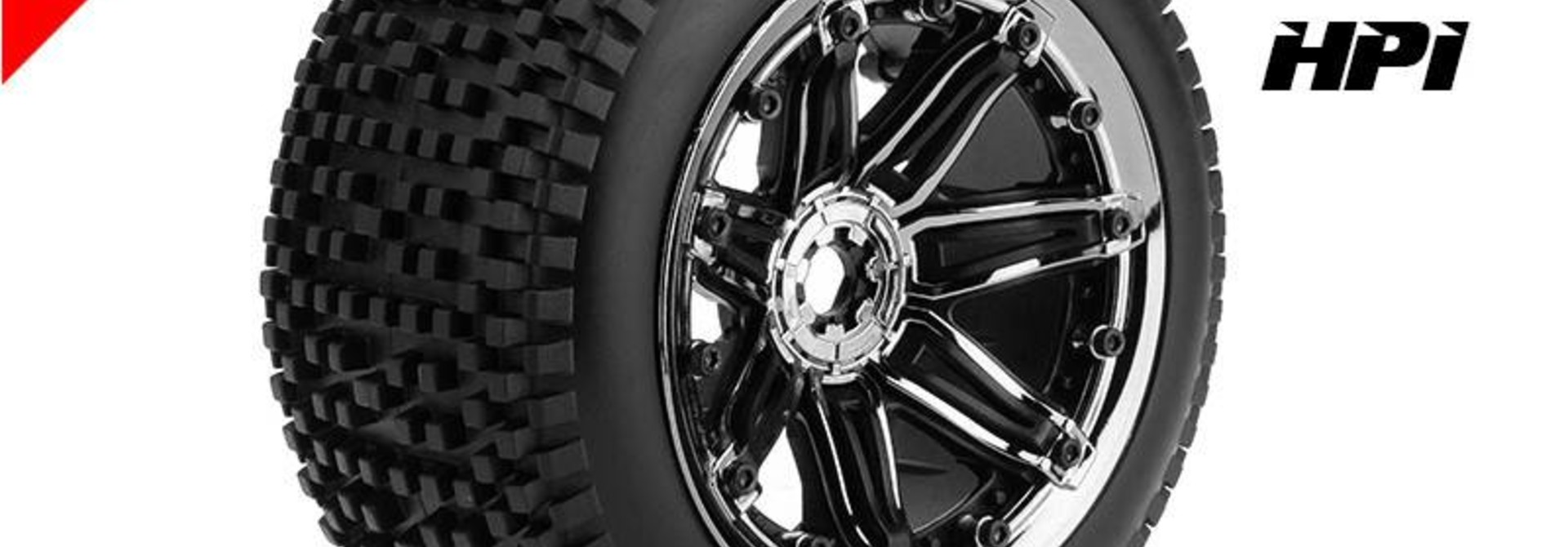 Louise RC - ST-VIPER- 1-8 Stadium Truck Tire Set - Sport - Black Chrome 3.8 Bead-lock rims - Hex 17mm - L-T3289BC