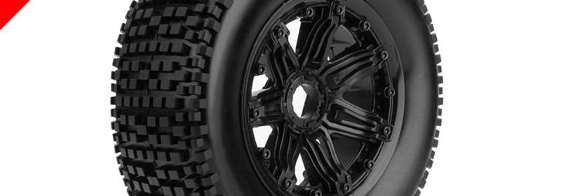 Louise RC - SC-VIPER - 1-5 Short Course Truck Tire Set - Mounted - Sport - Black Rims - Hex 24mm - Rear - L-T3294B