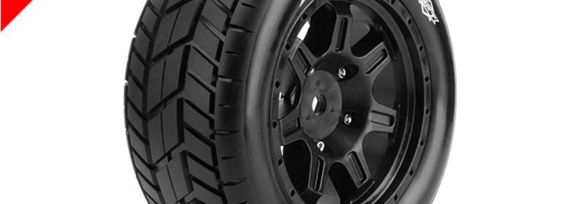 Louise RC - MFT - X-ROCKET - X-Maxx Serie Tire Set - Mounted - Sport - Black Rims - Hex 24mm - L-T3295B