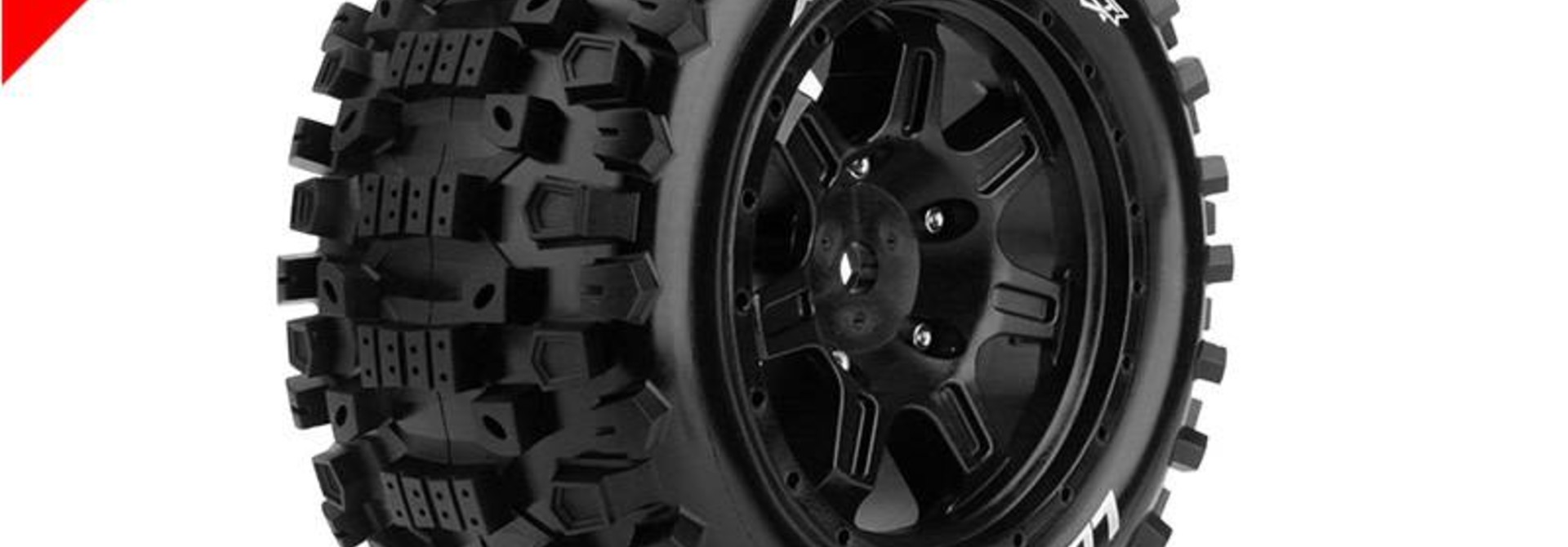 Louise RC - MFT - X-UPHILL - X-Maxx Serie Tire Set - Mounted - Sport - Black Rims - Hex 24mm - L-T3297B