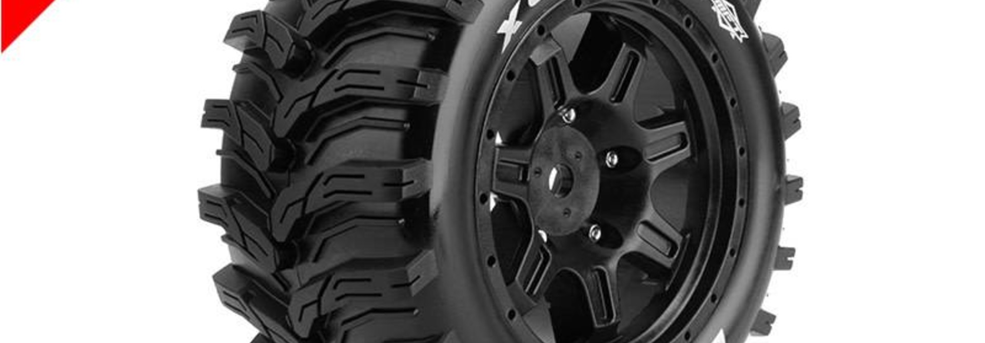 Louise RC - MFT - X-CYCLONE - X-Maxx Serie Tire Set - Mounted - Sport - Black Rims - Hex 24mm - L-T3298B