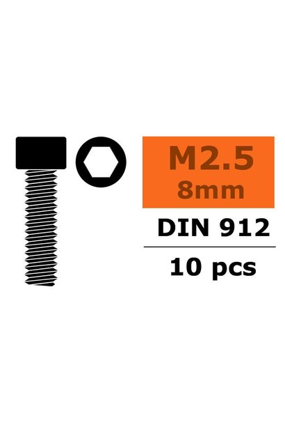 Revtec - Cilinderkopschroef - Binnenzeskant - M2,5X8 - Staal - 10 st