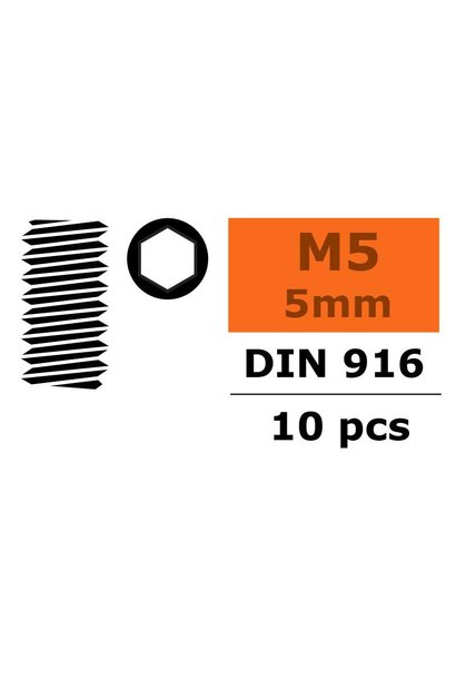 Revtec - Stelschroef - Binnenzeskant - M5X5 - Staal - 10 st