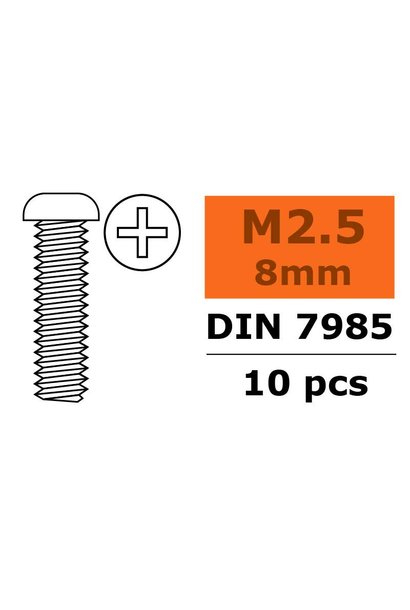 Revtec - Bolcilinderschroef - Philips - M2,5X8 - Gegalvaniseerd staal  - 10 st