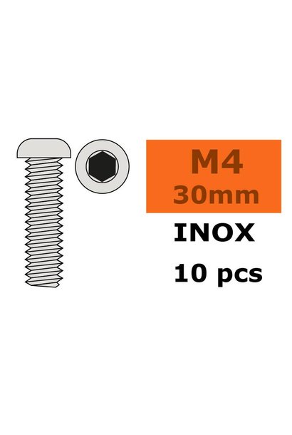 Revtec - Laagbolkopschroef - Binnenzeskant - M4X30 - Inox - 10 st