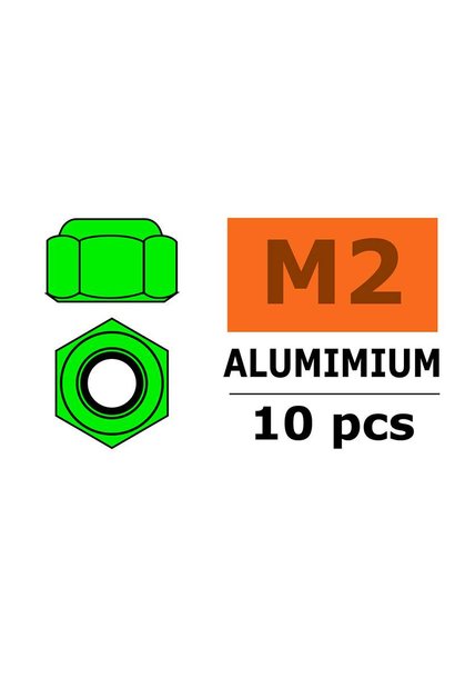 Revtec - Aluminium zelfborgende zeskantmoer - M2 - Groen - 10 st