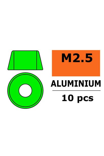 Revtec - Aluminium sluitring - voor M2.5 Cilinderkopschroeven - BD=7mm - Groen - 10 st