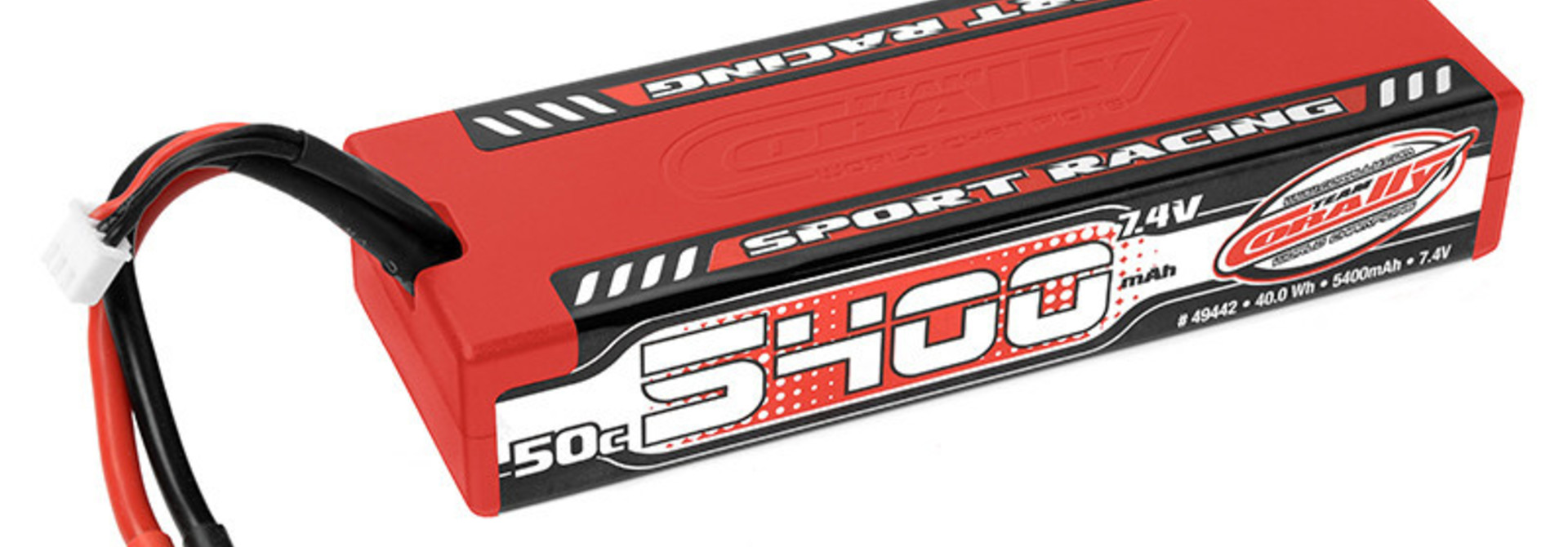 Team Corally - Sport Racing 50C LiPo Battery - 5400mAh - 7.4V - Stick 2S - Hard Wire - T-Plug