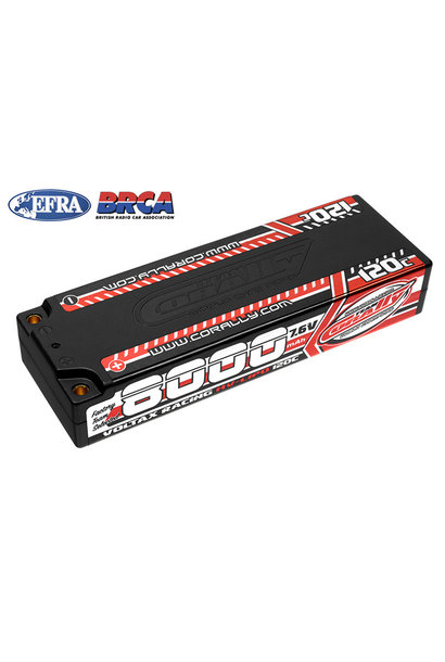 Team Corally - Voltax 120C LiPo HV Battery - 8000 mAh - 7.6V - Stick 2S -  4mm Bullit