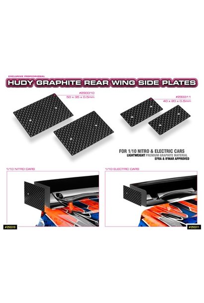 GRAPHITE REAR WING SIDE PLATE 0.5MM - 1/10 NITRO (2). H293310