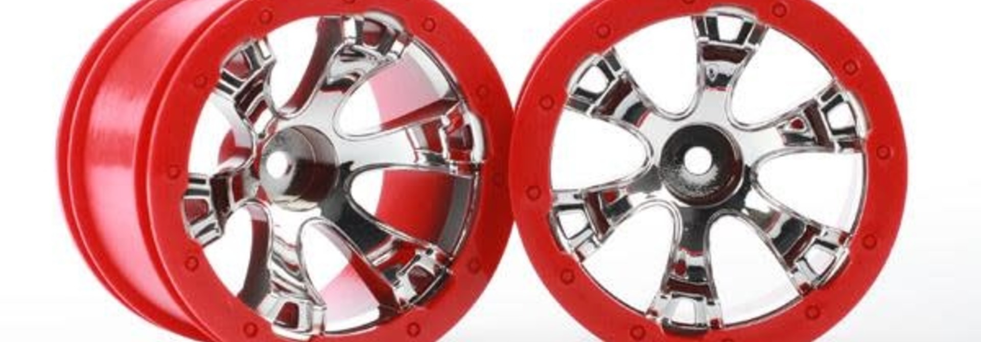 Wheels, Geode 2.2 (Chrome, Red Beadlock Style) (12Mm Hex) (2)